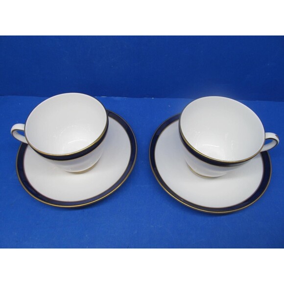 Spode Consul Cobalt Set Of 2 Coffee Or Tea Cups And 2 Saucers VGC - Picture 3 of 10